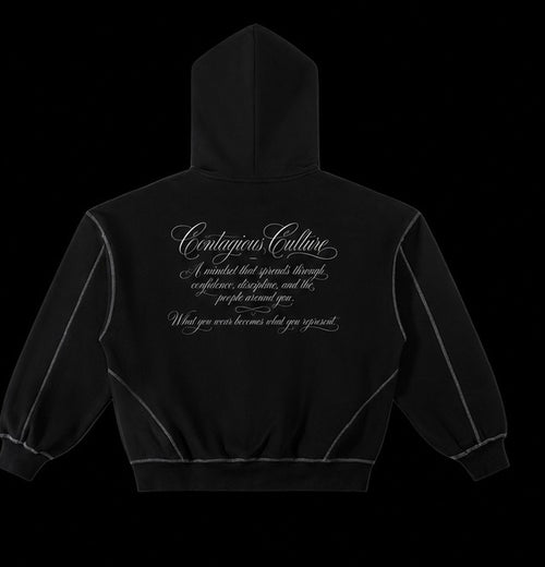 Contrast-Stitched Boxy Fleece Zip Hoodie