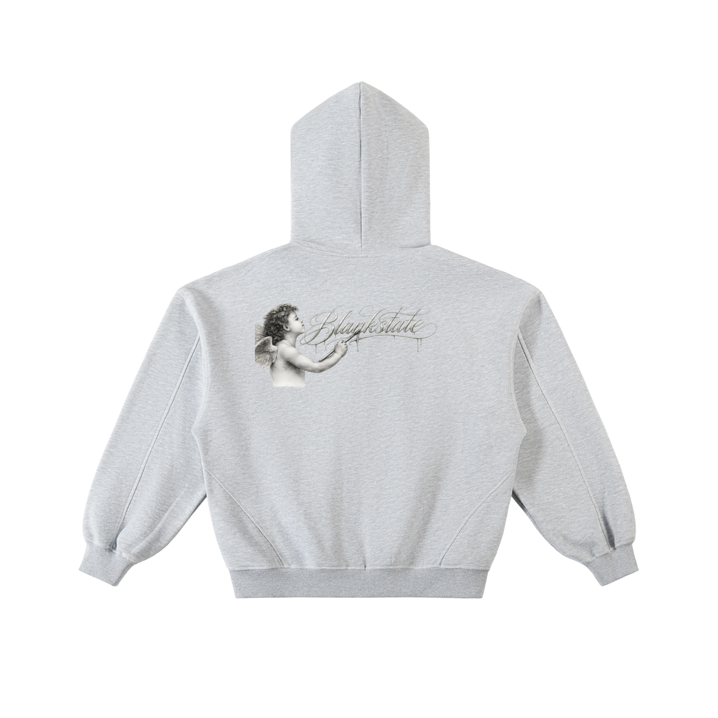 Contrast-Stitched Boxy Fleece Zip Hoodie