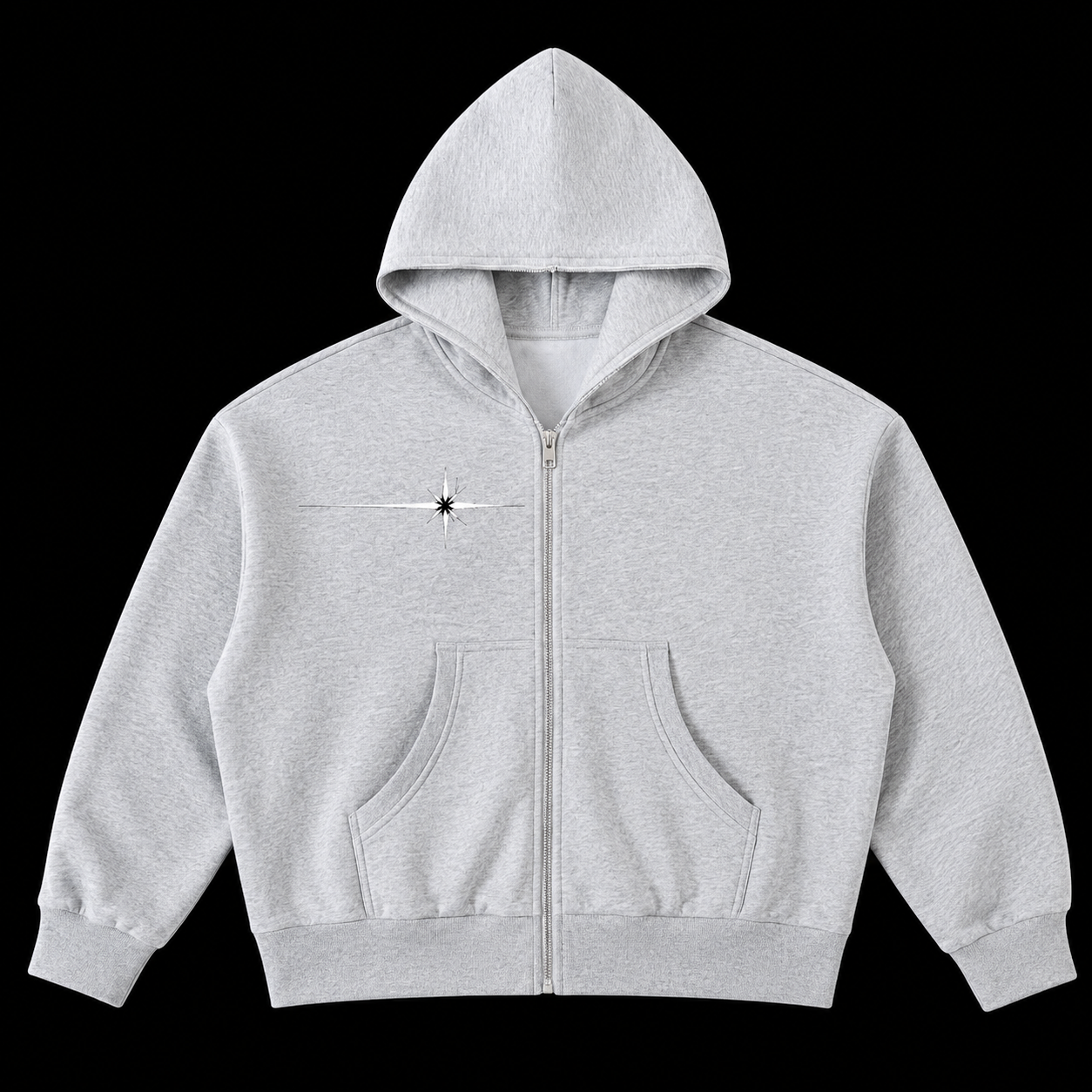 Fleeced Full-Zip Boxy Hoodie