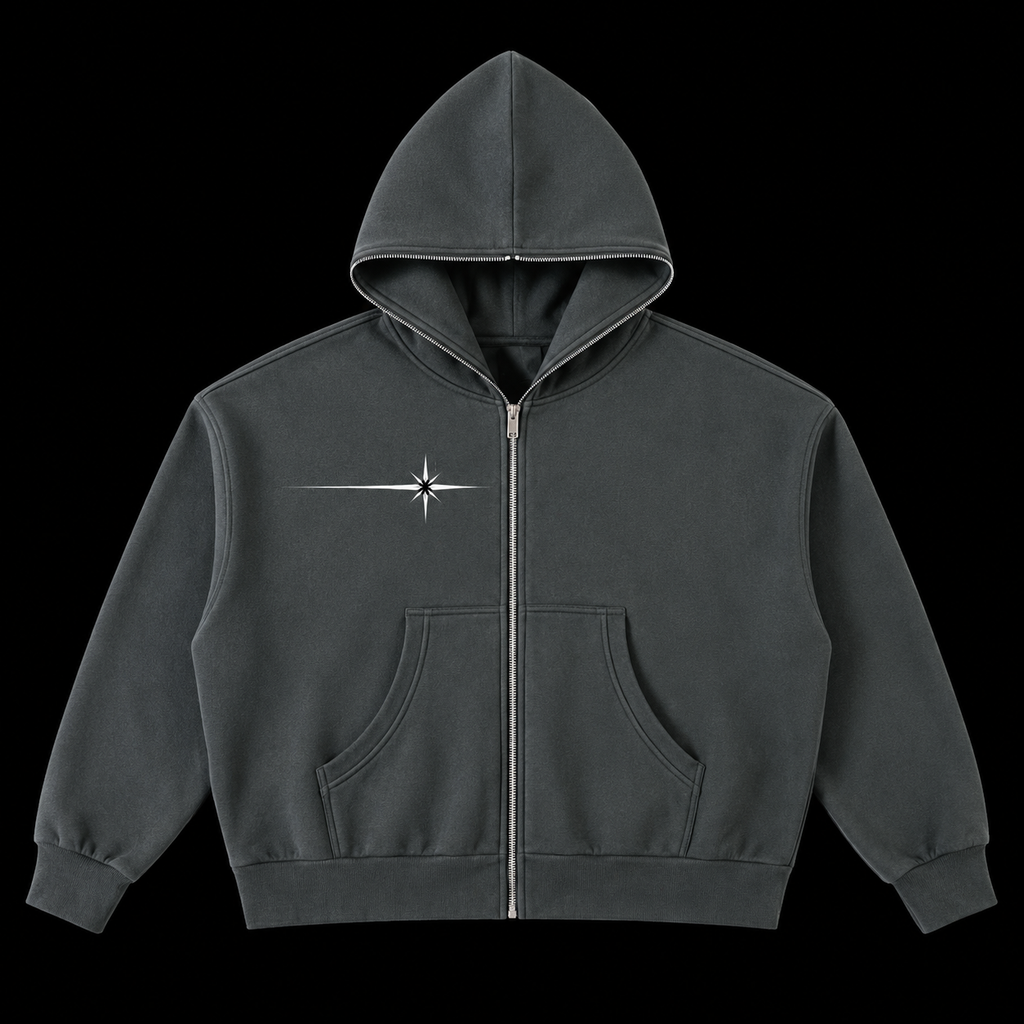 Fleeced Full-Zip Boxy Hoodie