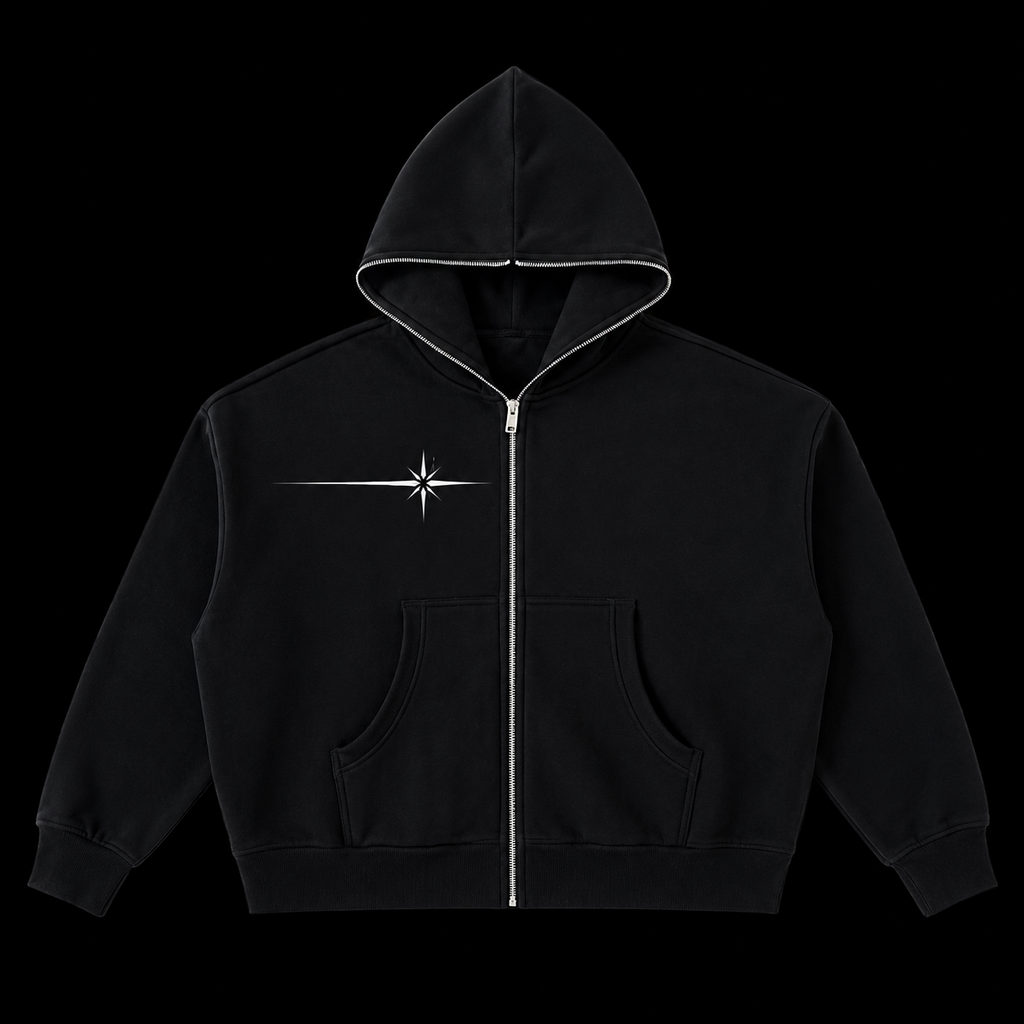 Fleeced Full-Zip Boxy Hoodie