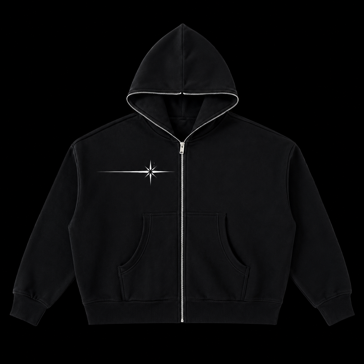 Fleeced Full-Zip Boxy Hoodie